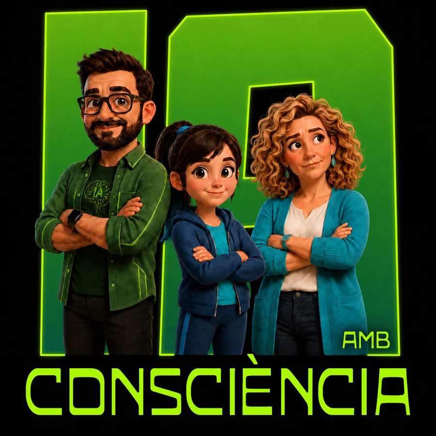 Profesor Bit, Sia y Noèlia, los tres personajes del programa IA con Conciencia